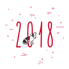 Fototapeta premium Greeting card design template for 2018 New Year of the Dog. 