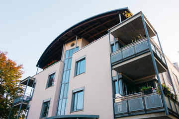 Fototapeta na wymiar modern apartment house with big balcony