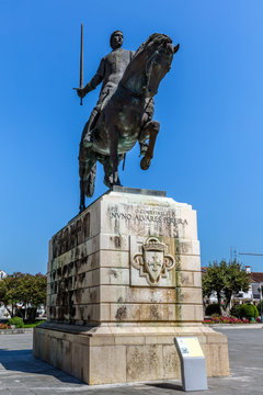 Equestrian statue of General Nuno Alvares Pereira commemorates his 1385 victory over the Castilians in the Battle of Aljubarrota. Sculpted by Leopoldo de Almeida in 1961.