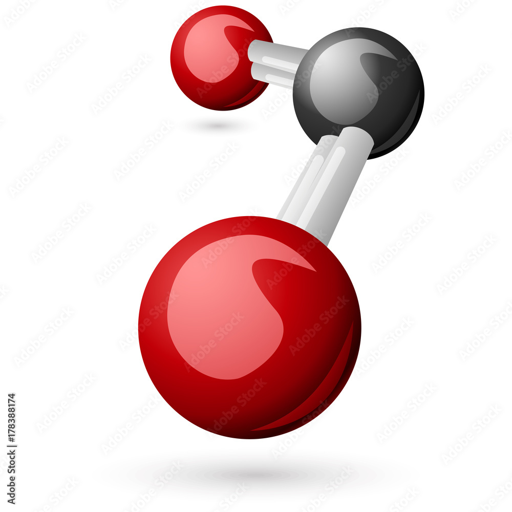 Wall mural CO2 Carbon Dioxide molecule 3d illustration