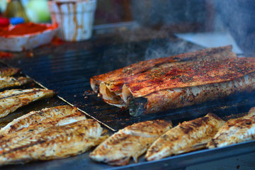 Asian national street food background