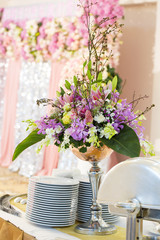 Flowers decorated at the wedding.