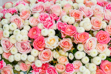 Flowers decorated at the wedding.