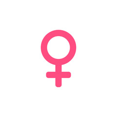 Female sex icon. Pink gender type icon. Venus sign on white background