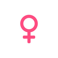 Female sex icon. Pink gender type icon. Venus sign on white background