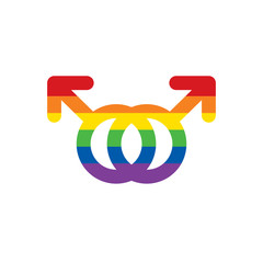 LGBT rainbow colors mars double icon. Gender icon. Gay symbol