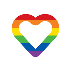 Rainbow heart on white background. LGBT community symbol. Vector illustration.