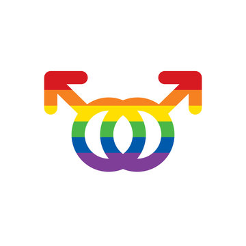 LGBT rainbow colors mars double icon. Gender icon. Gay symbol