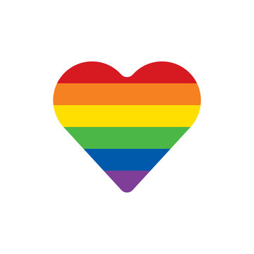 Rainbow heart on white background. LGBT community symbol. Vector illustration.