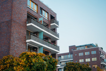 beautiful brick buildings with copy space in the middle