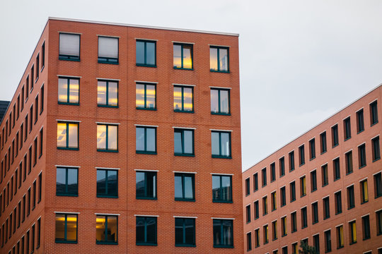 red brick facaded office buildings at potsdamer platz