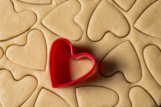 heart shape from pastry for holiday. Valentine day or christmas home made gift. holiday background