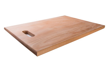 rectangular wooden cutting board on a white background