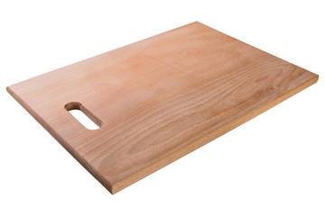 rectangular wooden cutting board on a white background