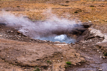 Beautiful Icelandic landscape with geysir