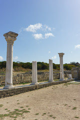 Fototapeta premium Marble columns of ancient Greek Basilica of the VI-X centuries