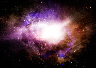 Stars, dust and gas nebula in a far galaxy