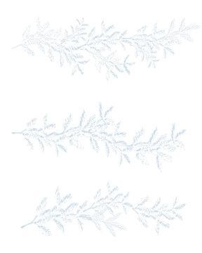 set of christmas snowy  branch,  isolated on white