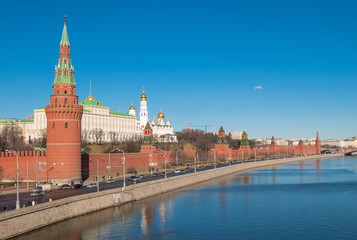 View of the Kremlin, Kremlin embankment and Moscow River