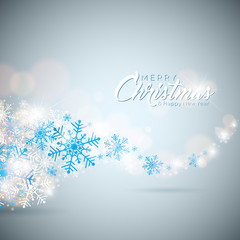 Merry Christmas and Happy New Year Illustration on With Typography on Snowflakes Background. Vector EPS 10 design.