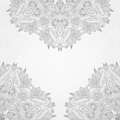 Floral hand drawing background with lace ornament