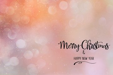 pink/coral Christmas abstract background with quote - merry Christmas and happy new year