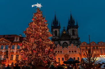 Keuken spatwand met foto Christmas tree - Prague - Cezch Republic © larairimeeva