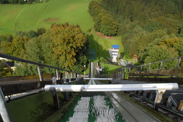 View from the summer ski jumping hill in Meinerzhagen, Germany
