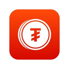 Tugrik coin icon digital red