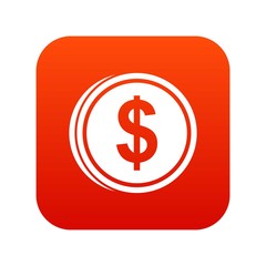 Coin dollar icon digital red
