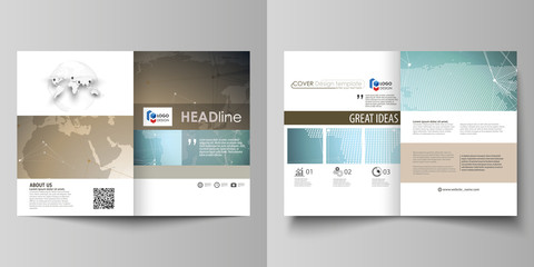 The minimalistic vector illustration of the editable layout of two A4 format modern covers design templates for brochure, flyer, report. Chemistry pattern with molecule structure. Medical DNA research