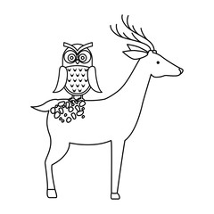 wild deer with owl