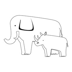 wild elephant and rhino