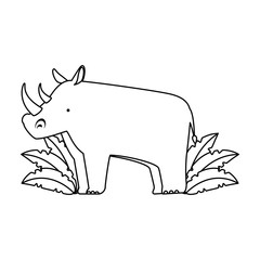 wild rhinoceros with bush jungle