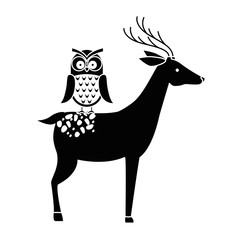 wild deer with owl