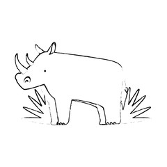 wild rhinoceros with bush jungle