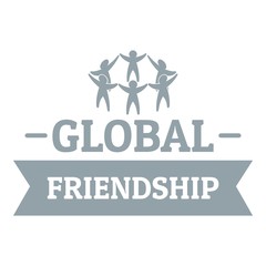 Global friendship logo, simple gray style