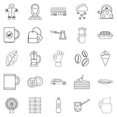 Infusion icons set, outline style
