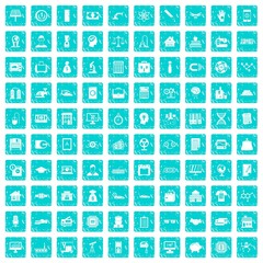 100 loans icons set grunge blue