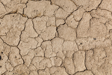 Earth ground crack with dust and rough dry surface texture, Drought land lack of water Climate change, cracks in the ground from droughtcracks