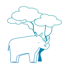 wild rhinoceros with tree