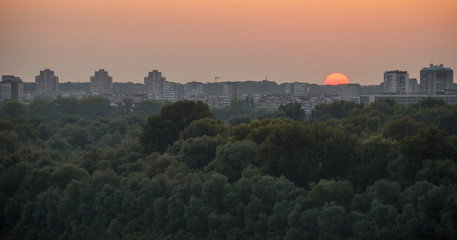 Orange sunset over the city