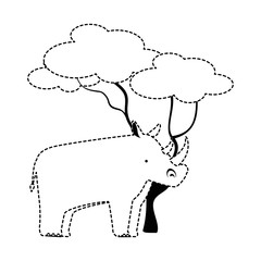 wild rhinoceros with tree