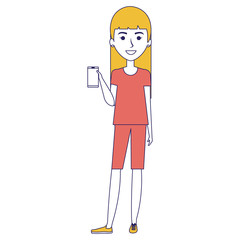woman using smartphone character