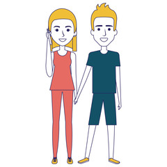couple calling with smartphone