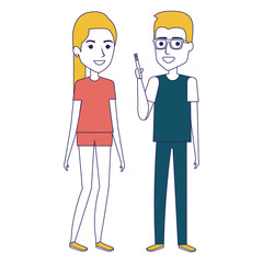 couple chatting with smartphone