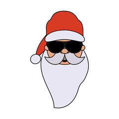 santa claus wearing sunglasses cartoon icon image vector illustration design 