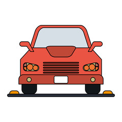 red parked car icon image vector illustration design 