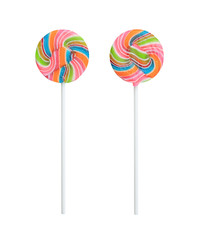 Sweet lollipop multi-colors isolated on white background.