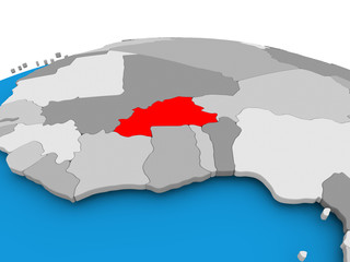 Burkina Faso on political globe